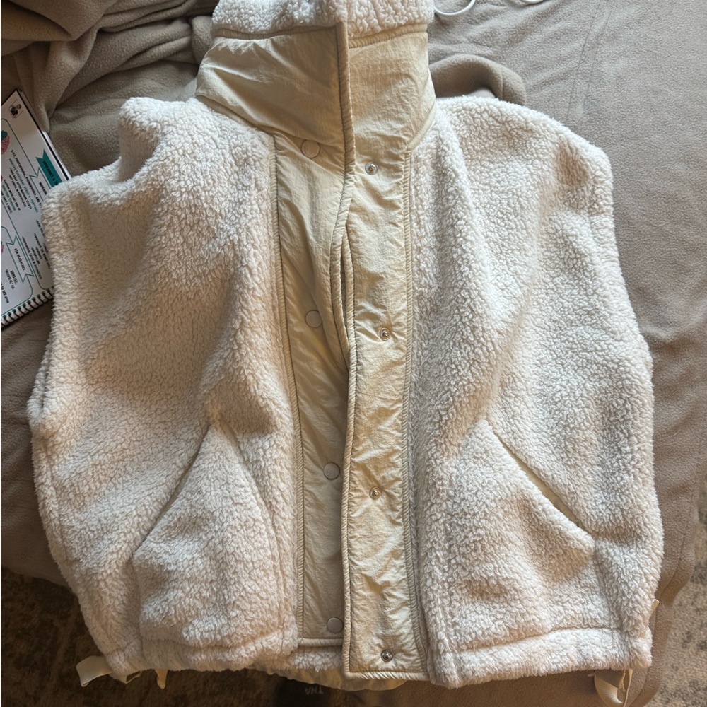 Free People Cream Sherpa Vest
